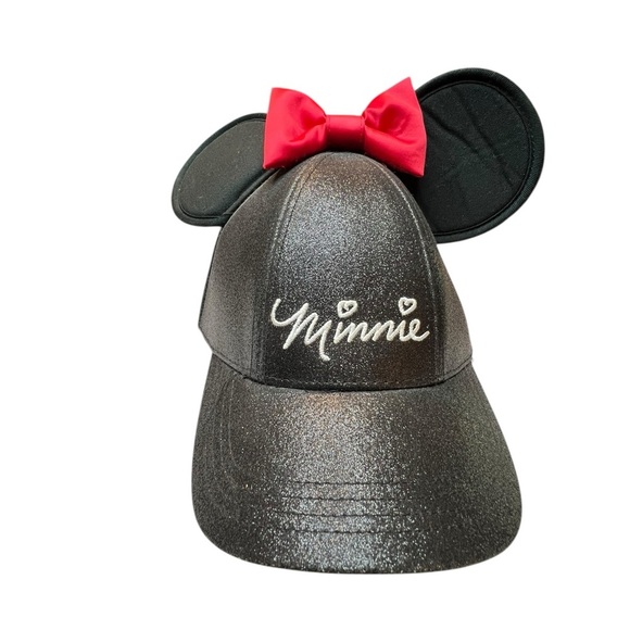 Disney Minnie Mouse Signature Glitter Cap with 3D Ears and Bow Black - Picture 1 of 6